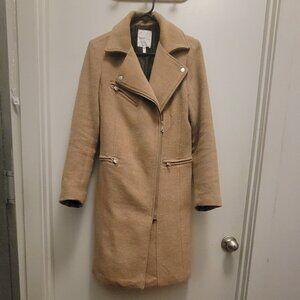 Avec les Filles Camel/Wheat Wool Moto Coat, size Medium